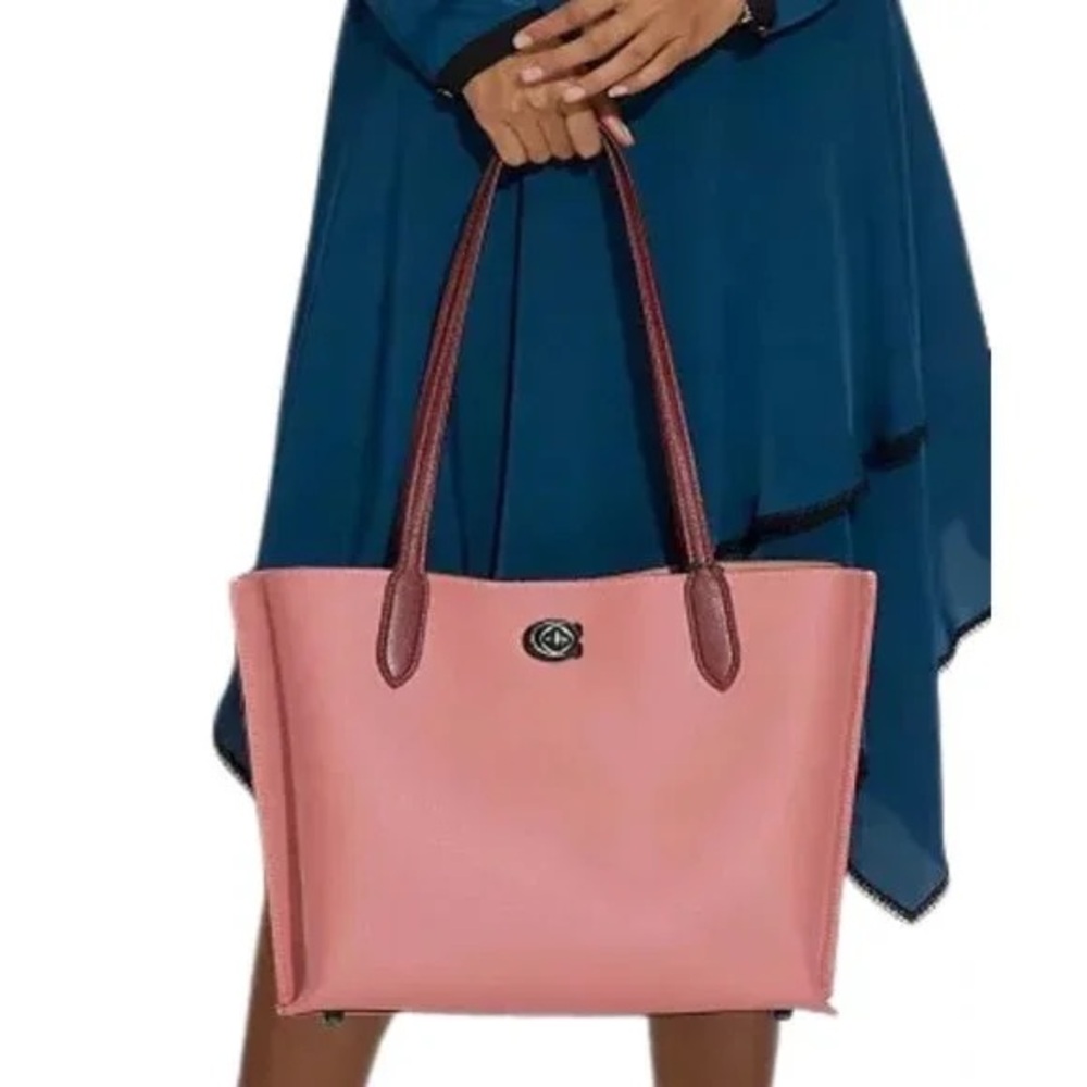 Coach Willow Tote Pink with Signature Canvas Interior